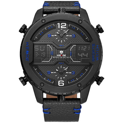 

WEIDE WH6401 Dual Display Two Movement Quartz Digital Men Watch Luminous Sports 3ATM Waterproof 53mm Big Dial Large Face Week Date