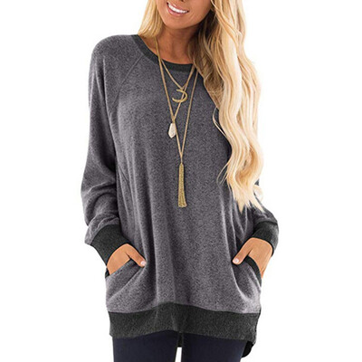 

Kpop Pullover Autumn Winter Sweatshirt O-Neck Pocket Long Sleeve Pullover Casual Loose Sweatshirt Fashion Wild Tops