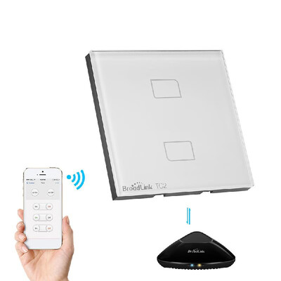 

Broadlink TC2 EUUK RF 433Mhz Light Switch 2 Gang Touch Switch Panel Wifi Wireless Smart Control Via RM Pro Home Automation