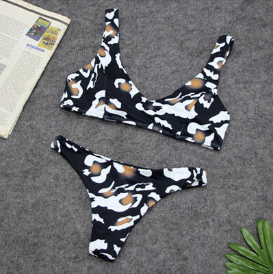 

Saidsome Women Bowknot Bikini Set Push-Up Leopard Two Piece Swimwear Beachwear Swimsuit
