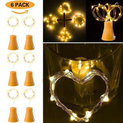 

Siaonvr 6pcs Solar Powered10 LED Night Fairy Waterproof Warm White Wine Bottle Lights