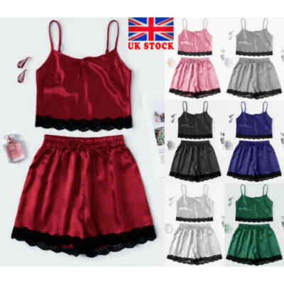

UK Sexy Lingerie Women Satin Silk Lace Robe Dress Babydoll Nightdress Sleepwear