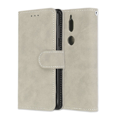 

MOONCASE Nokia 7 Vintage Scrub 3 Card Leather Case - Grey