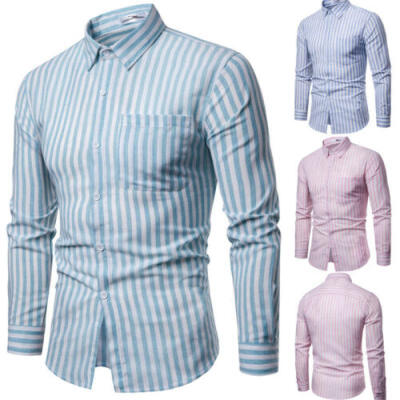 

Men Casual Stylish Slim Fit Long Sleeve Casual Business Formal Dress Shirts Tops