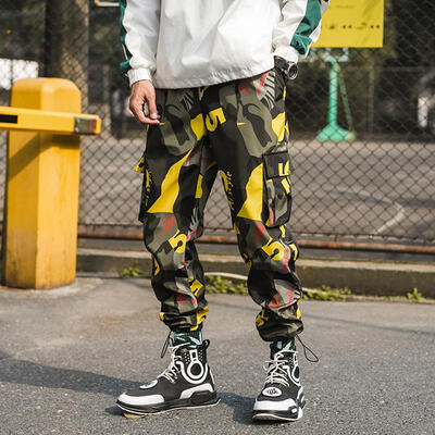 

Hip Hop Streetwear Men Ankle-Length Joggers Pants Camouflage Mens Trousers Loose Casual Cargo Pant Elastic Waist Harem Pant