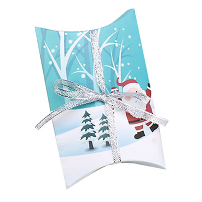 

5\\10Pcs New Present Pouch Xmas Tree Elk Christmas Pillow Shape Box Kraft Gift Bag Paper Candy Boxes