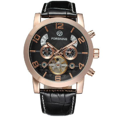 

Forsining Fashion Mens Watches Leather Band Noctilucent Mechanical Movement Waterproof Sports Business Analog Dial Wrist Watch fo