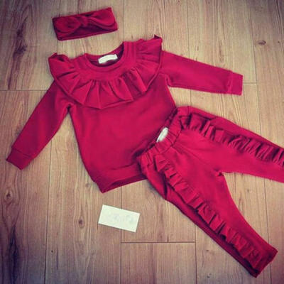 

Toddler Kids Baby Girl Infant Warm Clothes Top Pants Outfit Sets Tracksuit