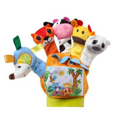 

Cartoon Animal Finger Doll Hand Puppets Glove Plush Toys with Cloth Book