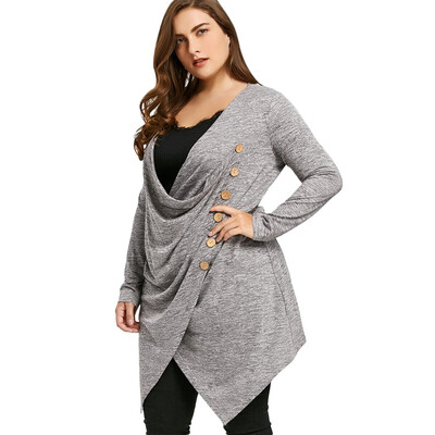 

Plus Size Crossover Marled Tunic Top