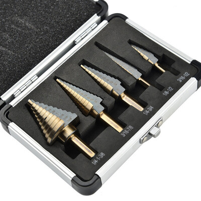 

〖Follure〗5PcsSet Step Cone Drill Bits Steel Titanium Hole Cutter High Speed Drilling Tools