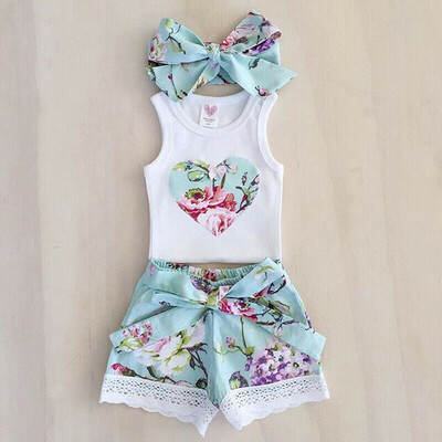 

Toddler Kids Baby Girls T-shirt Vest Tops Pants Outfits Summer Clothes Set