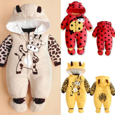 

Infant Baby Boy Girl Winter Warm Padded Romper Jumpsuit Hooded Outfit Clothes AU