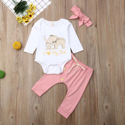 

CA Newborn Baby Girl Clothes Long Sleeve Elephant RomperLeggings Pants Outfits