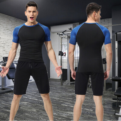 

Toponeto Mens Elastic Fitness Short T-shirt Fast Drying Tops Pants Sports Tight Suit