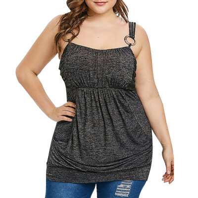 

Roseonmyhand Fashion Women Casual Overlay Pocket Marled Space Dyed Tank Top Vest Camis