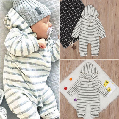 

Fashion Newborn Baby Girls Boys Unisex Long Sleeve Romper Jumpsuit Bodysuit Striped Clothes