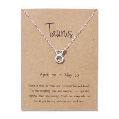 

Card Fashion Jewelry 12 Constellation Pendant Necklace Astrology Gold Tone Chain Necklace For Women