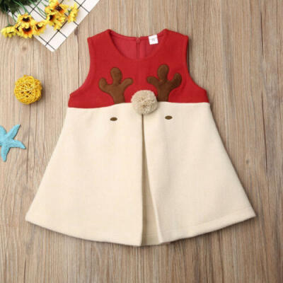 

US Infant Baby Girls Kids Woolen Christmas Xmas Vest Antlers Tops Winter Clothes