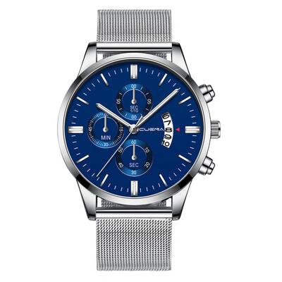 

Gobestart Mens Fashion Sport Stainless Steel Case Leather Band Quartz Analog Wrist Watch
