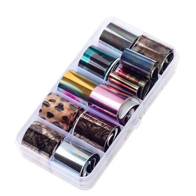 

10pcslot Nail Art Foils Laser Shining Mixed Transfer Sticker Decor Craft
