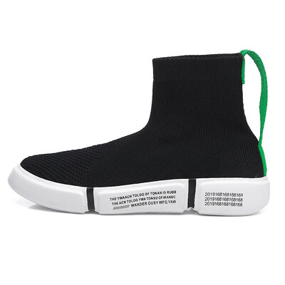 

High Top Socks Shoes Male Casual Fly Weaving Soft Flat Vulcanized Shoes Camouflage Bottom Ribbon Design Zapatillas Lona Hombre