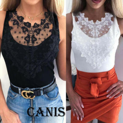 

Fashion Women Summer Vest Top Sleeveless Lace Chiffon Blouse Tank Tops T-Shirt