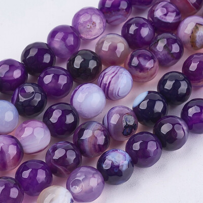 

Natural Madagascar Agate Beads Strands Faceted Round Dyed & Heated Purple 8mm