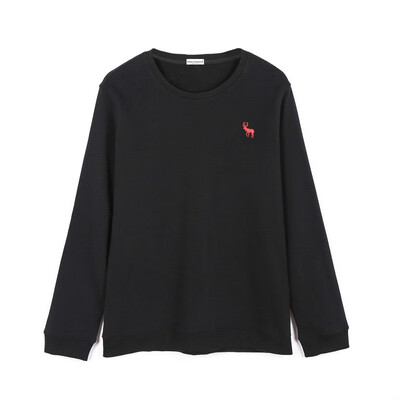

Autumn new mens cotton long-sleeved T-shirt sleeves loose large size casual solid color round neck long-sleeved shirt