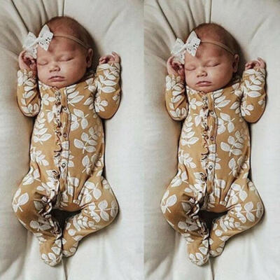 

US Toddler Baby Girls Long Sleeve Flower Cotton Romper Jumpsuit Bodysuit Outfit