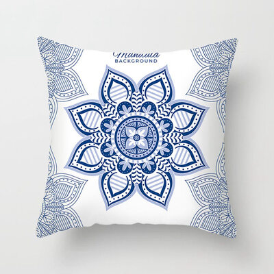 

Blue And White Printed Peach Skin Sofa Decorative Pillowcase