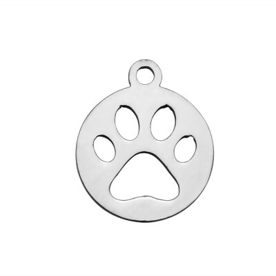 

304 Stainless Steel Charms Flat Round with Animal Claw Stainless Steel Color 14x12x12mm Hole 15mm