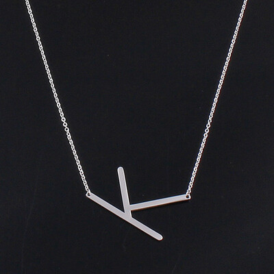 

Alphabet Necklace Silver Plated Initial Letter Alphabet A - Z Choker Pendant