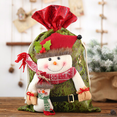 

Gobestart Cute Christmas Decorations Candy Gift Bag Imitation Bark Cartoon Doll Snowman