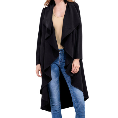 

Toponeto Womens Ladies Ruffle Irregular Casual Loose Coat Outwear Long Windbreaker BKL