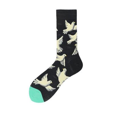 

2019 Men Fashion Printing Cartoon Crocodile Shark Zebra Dog Sloth Koala Flower Bird Colorful Socks Soft Comfort Cotton Sox