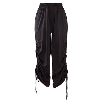 

Loose Lace up Bandage Elastic Waist Pants Women Casual Flare Summer Trousers