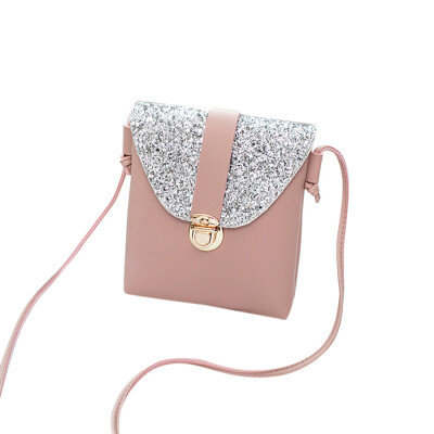 

Tailored Women Fashion Solid Color Lock Sequins Crossbody Bag Shoulder Bag Black