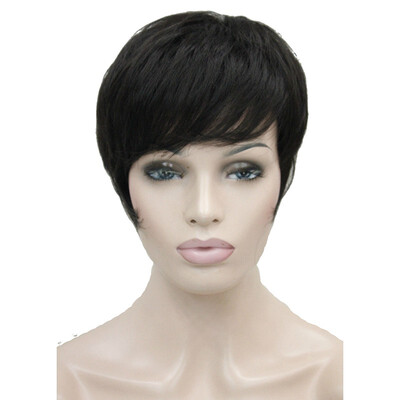 

StrongBeauty Short Straight Wig Darkest Brown Ladys Synthetic Hair full Wigs