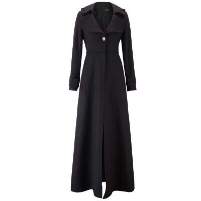 

Ladies Solid Lapel Collar Long Sleeve Jacket Winter Warm Windbreaker Formal Coat