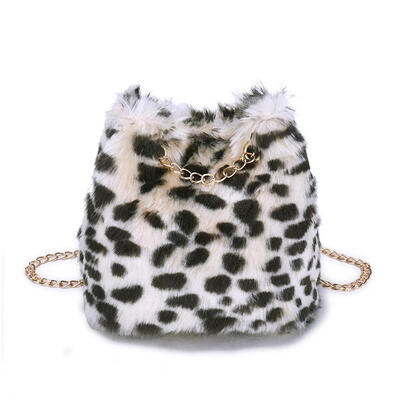 

Winter Plush Bag Leopard Drawstring Packs Women Shoulder Crossbody Bags