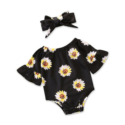 

Sweet Newborn Baby Girl Clothes Flared Sunflower Romper Jumpsuit Overall Outfits