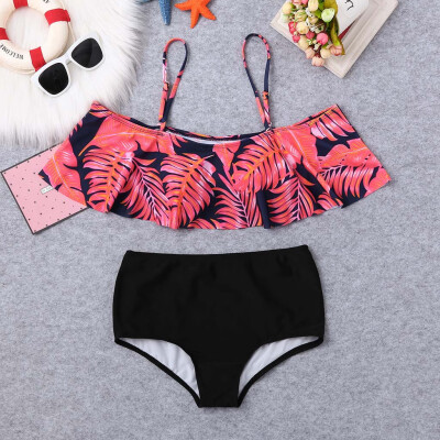 

Saidsome Women Leaves Print Bikini Set Swimming Two Piece Swimsuits Swimwear Beach Suit