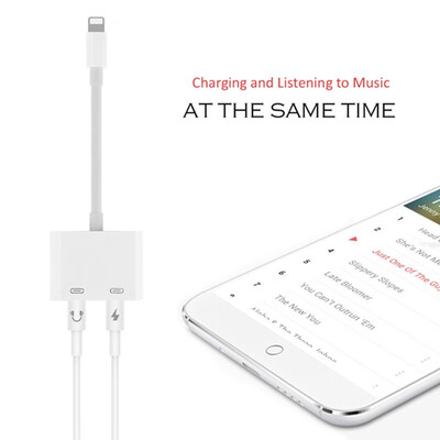 

1 in 2 Charging Audio Earphones Adapter for Lightning Audio Charge Adapter Converter for iPhone 8 7 for ipad