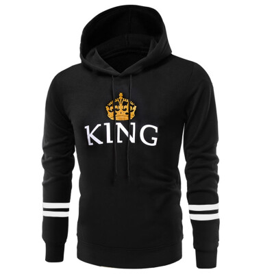 

New Fashion Couple King Queen Hooded Hoodie Casual Long Sleeve Letter Printed Crown Hoody Sweatshirt Lovers Tops Couple Clothing