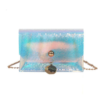 

Women Clear PVC Shoulder Chain Bags Jelly Small Flap Casual Messenger Bags