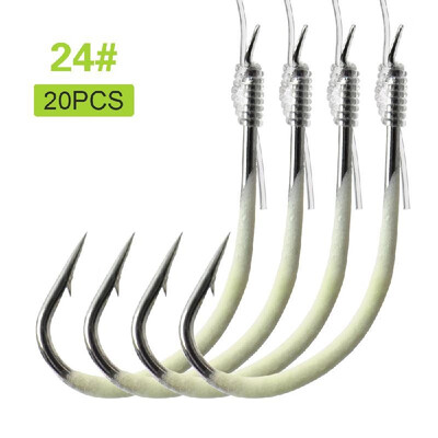 

12-28 Luminous Fishing Hooks with Line Barbed Hooks Fishing Tackle Accessories Steel Fishing Hooks
