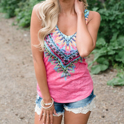 

Womens Boho Tank Top Vest Sleeveless Loose Summer Beach Casual T-Shirt Blouse