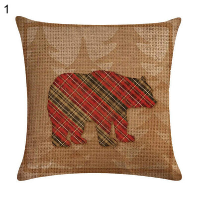 

Christmas Reindeer Bear Linen Pillow Case Cushion Cover Sofa Bed Car Cafe Decor