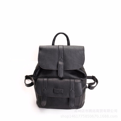 

Backpack Women PU Leather School Bag Solid Vintage Girl Shoulder Bag Handbag New